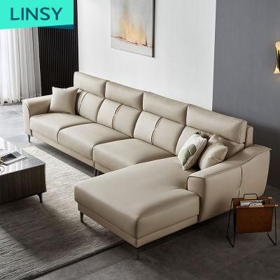 New European 3 Home Furniture Wooden Modern Genuine Leather Set Sofa S100