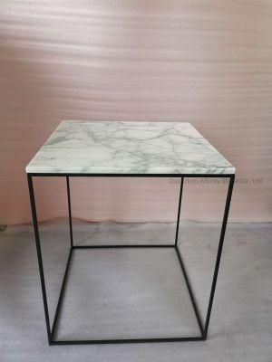 Natural White Black Marble Top Side Table Rectangle for Bedroom and Sofa