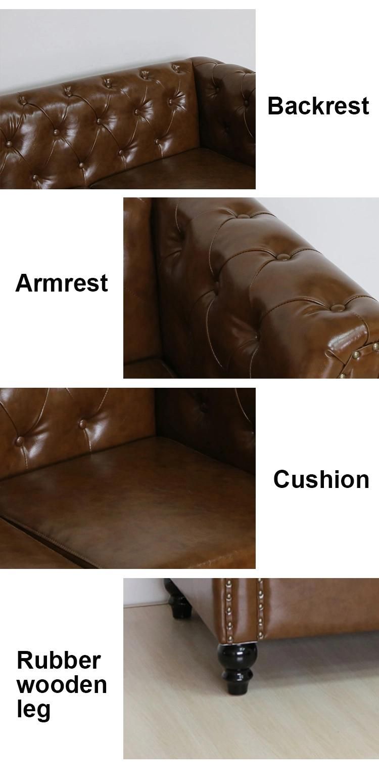 (SP-KS316) Modern Loveseat Tufted Leather Chesterfield Sofa