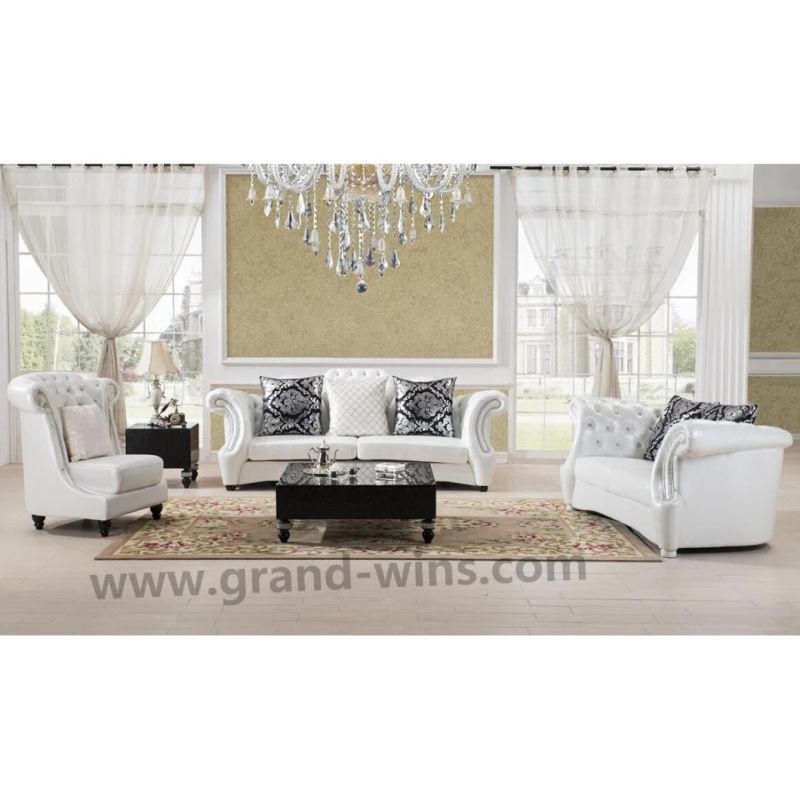 Modern Leisure Hotel Living Room Reception Fabric Chesterfield Sofa Set