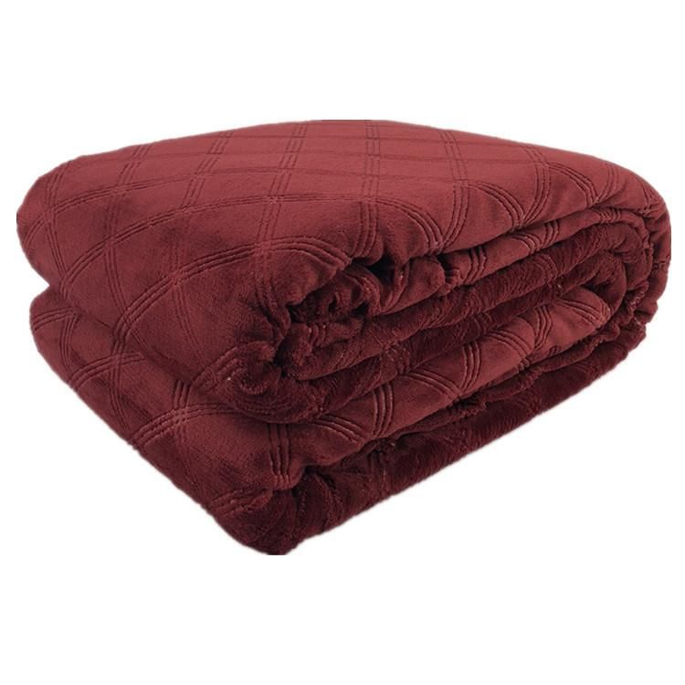 Embossed Double Layer Sherpa Velvet Thick Blanket Bedding Sofa Winter