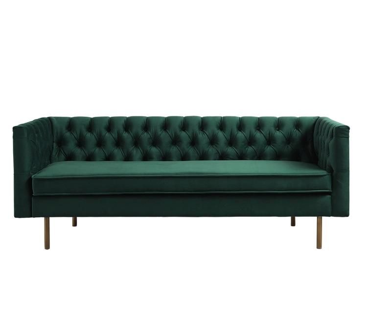 New Design Furniture Couch Navy Blue Velvet Sofa in Brass Legs for Two Seater and Three Seater Living Room Sofa