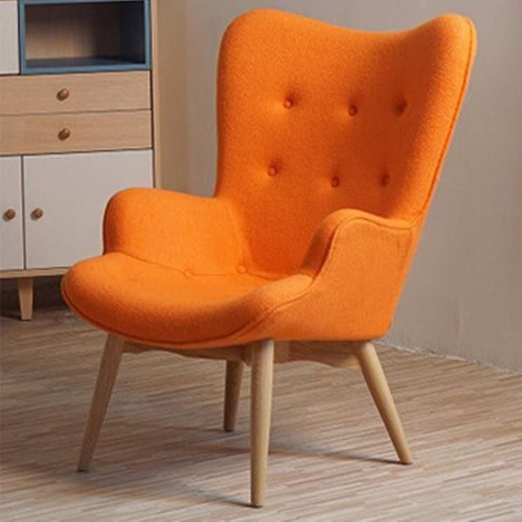 Home Furniture Nordic Fabric Single Seater Armchairs Modern Sofa Lounge Chair with Wooden Legs Living Room Sofa