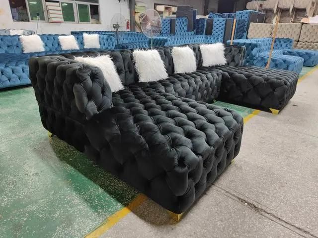 Velvet Fabric Sectional Sofa with Kd Construction for Living Room Set