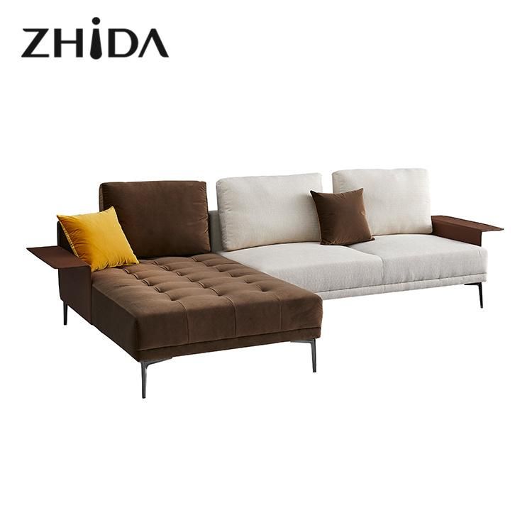Zhida Wholesale Italian Style Modern Sectional Sofa Set Home Furniture Living Room U Shape Leather Armrest Modular Fabric Sofa