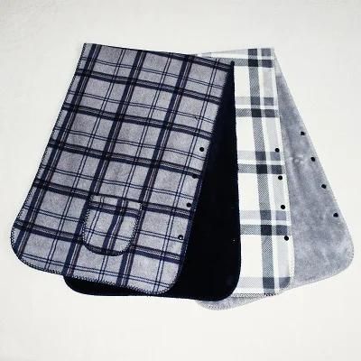 Double Side Plaid Wearable Sofa Blanket Office Shawl Multi-Functional Wrap Shawl with Button and Pocket