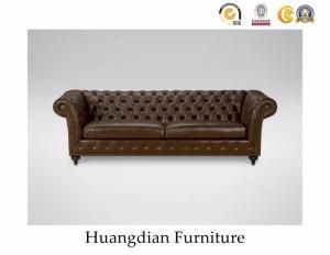 Sofa Manufacturer PU Leather 3 Seater Chesterfield Sofa (HD750)