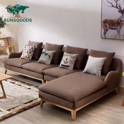 European Classical Style Nice Fabric Sofa Set with Wood Legs