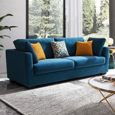 Linsy Luxury Blue Corner Couches Home Furniture 1 2 3 Seater Velvet Living Room Sofa S049