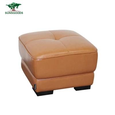 Genuine Leather Square Footstool Ottoman for Sale