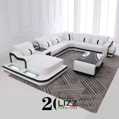 Modern Home Furniture Sectional White Genuine Leather Sofa