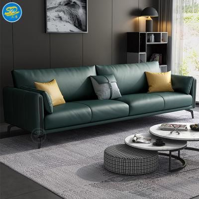Popular Italian Style Green Leather Color Home Living Room Furniture Sectional Sofa