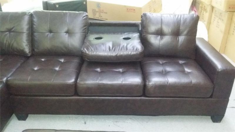 Fabric or PU Material Sectional Sofa with Kd Construction for Living Room Furniture
