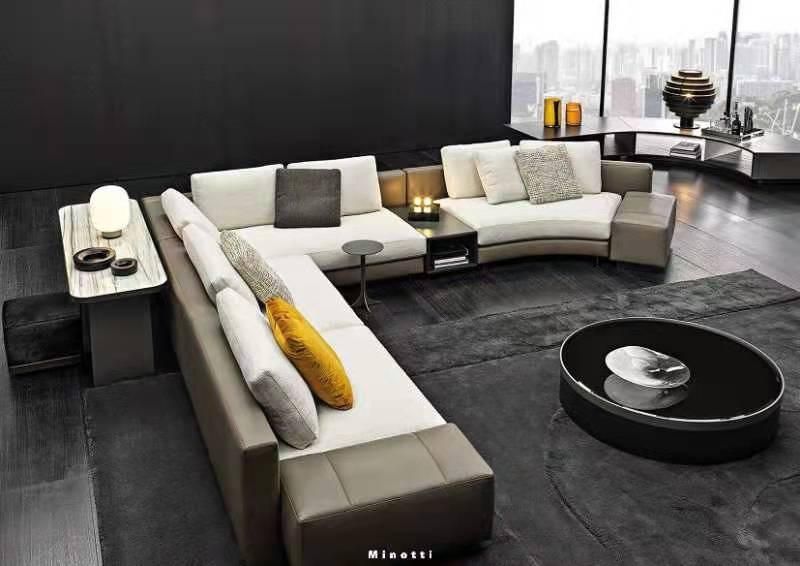 Minotti Italy Linen Sofa Upholstery Home Deco Jacquard Fabric