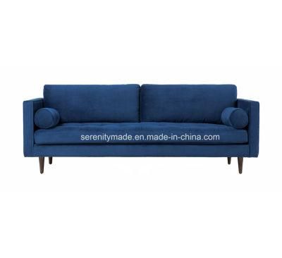 Modern Living Room 3 Seater Velvet Wooden Sofa