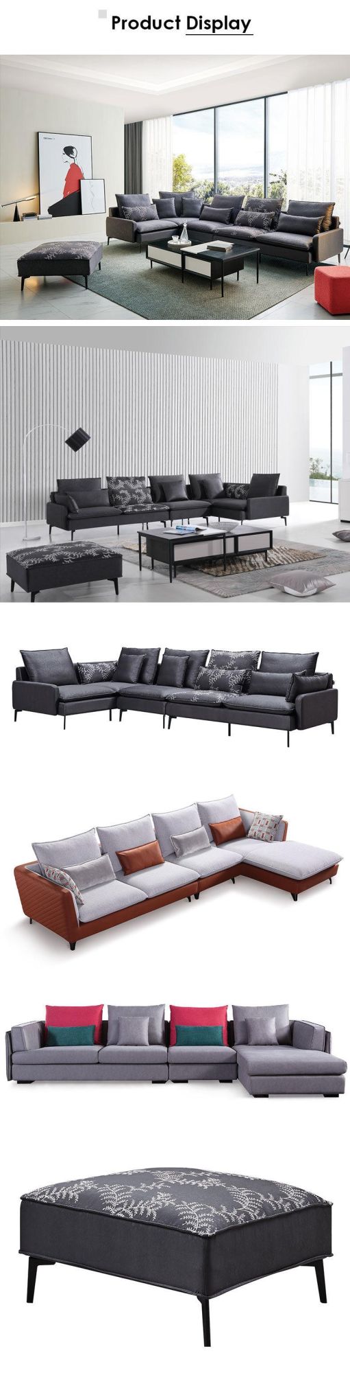 Chinese Modern Living Room Furniture Jacquard Leathaire Sofa