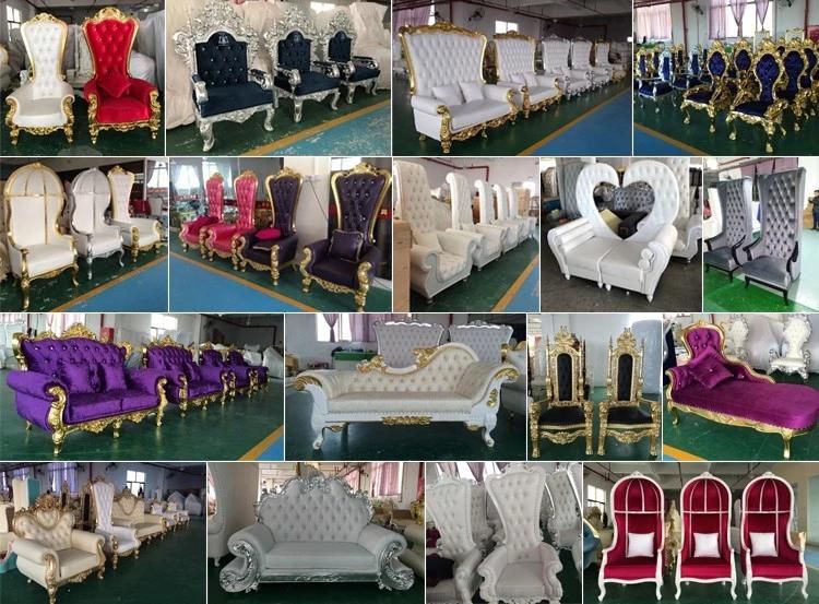 European Elegant Wedding Velvet Gold Stainless Steel Cage Sofa Set Chair