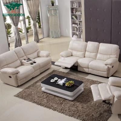 Customized Real Leather Reclining Sofa Set White Colour Furniture Sofa