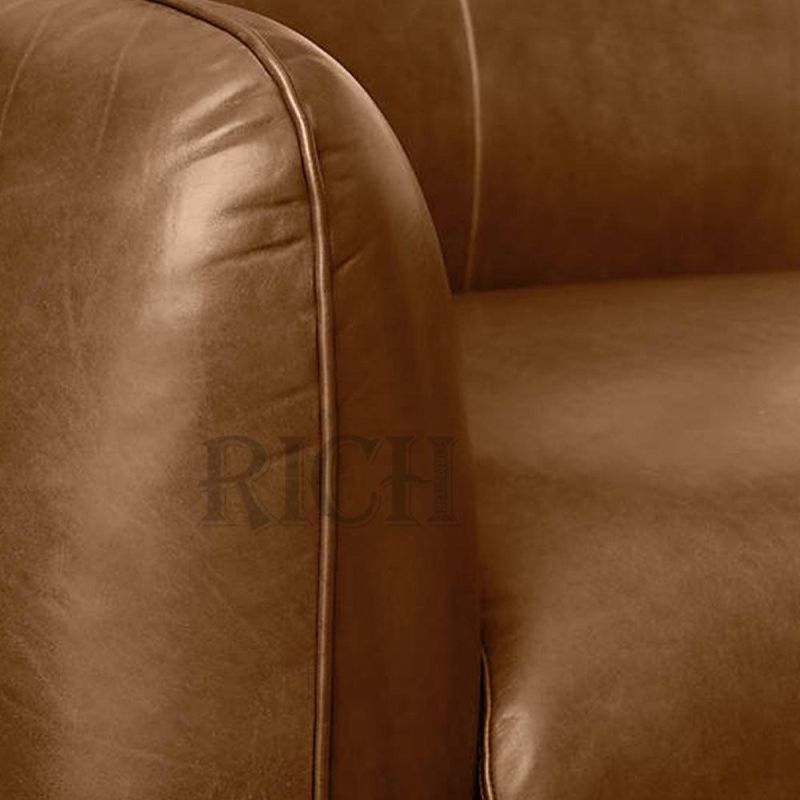 Modern Italian Loveseat Leather Sofa Flat Back Living Room Sofa