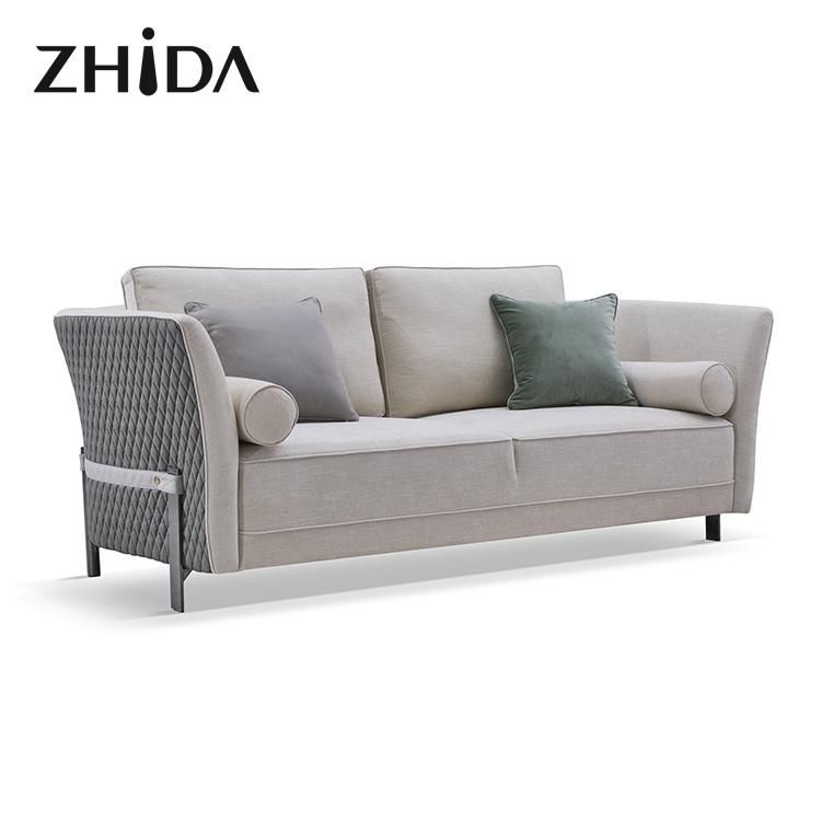 Zhida Factory Wholesale Newest Style Velvet Sectional Sofa Set Design Home Living Room Furniture Villa Metal Leg Fabric Sofa
