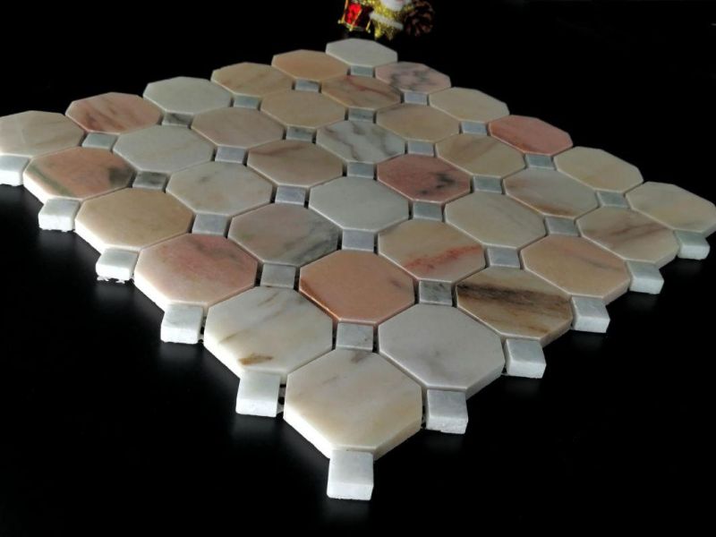 Octagonal Real Stone Mosaic, Used for Kitchen Baffle Wall, Sofa Background, Bath Room Metope