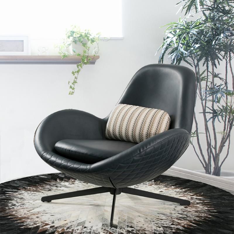 Modern New Design Living Room Leisure Furniture Leather Single Lounge Sofa Chair with Swivel Revolving Chair