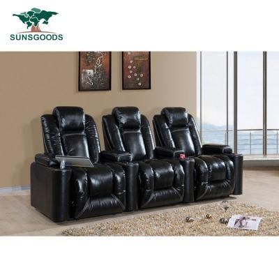 Reclining Seat Real Leather Electric Recliner Theatre Cinema Chair Sofa