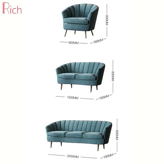 Home Decoration Furniture Nordic Fabric Velvet Lounge Sofa