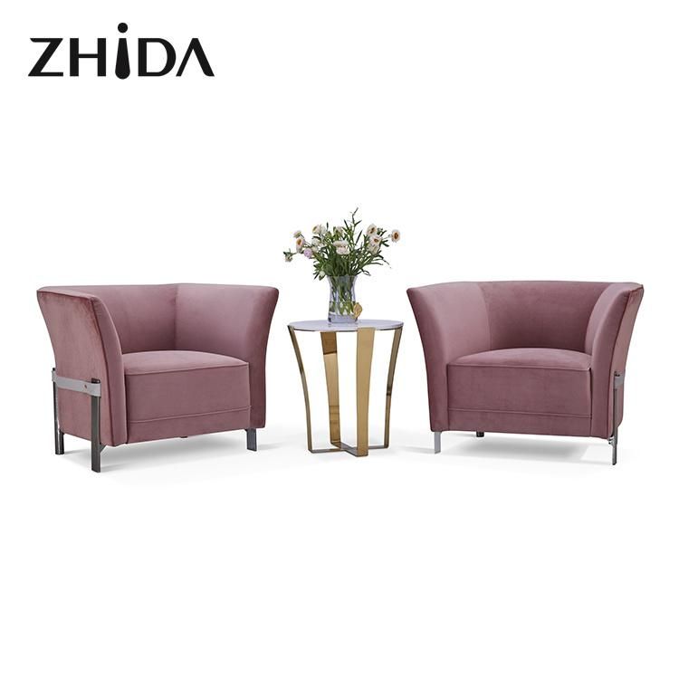 Zhida Factory Wholesale Newest Style Velvet Sectional Sofa Set Design Home Living Room Furniture Villa Metal Leg Fabric Sofa