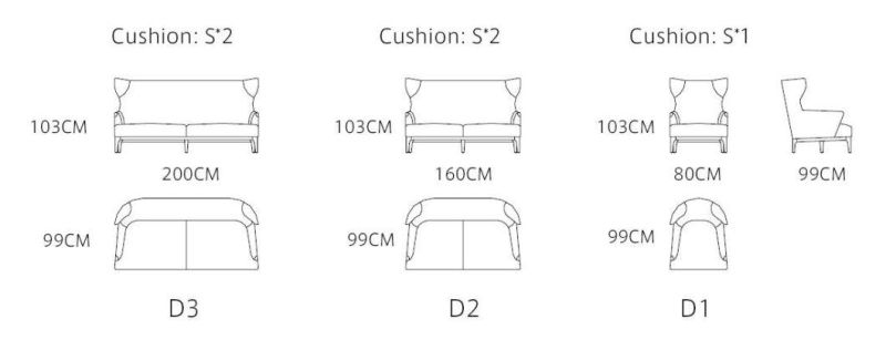 High Back Modern Living Room Furniture Hotel Reception Area Fabric Sofa