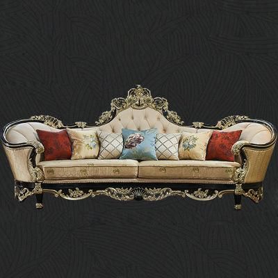 Antique Furniture Factory Wholesale Classic Wood Fabric Sofa with Optional Sofas Color and Seat