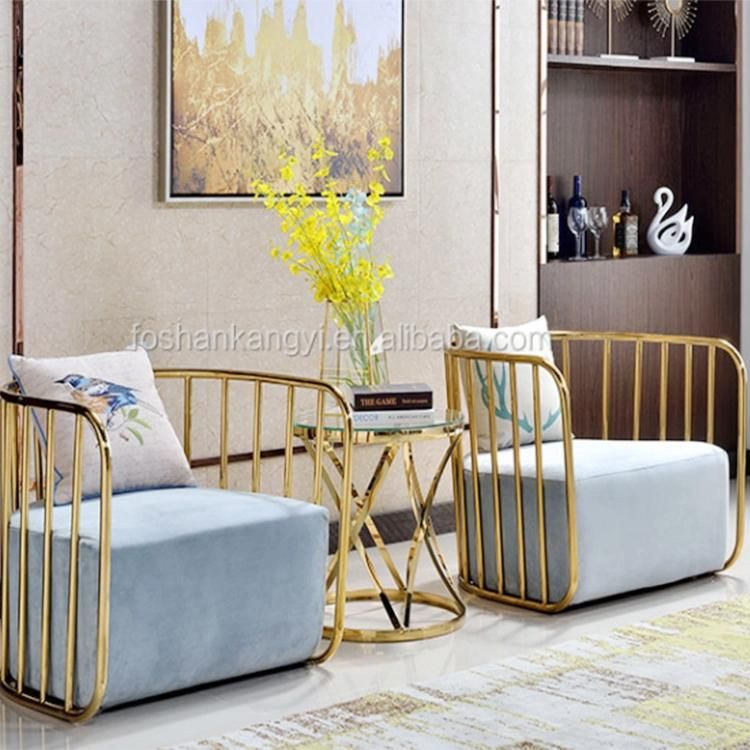 Modern Luxury Fabric Art Metal Stainless Steel Combination Sofa Living Room Combination Sofa Set Furniture