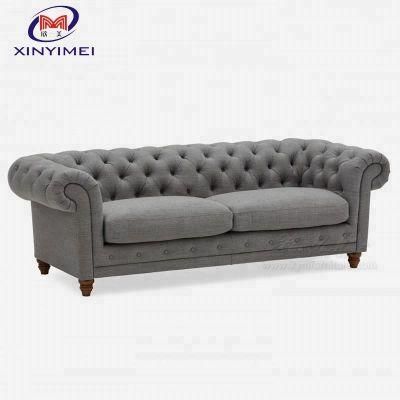 Midcentury Fabric Chesterfield Button-Tufted Loveseat Sofa for Living Room