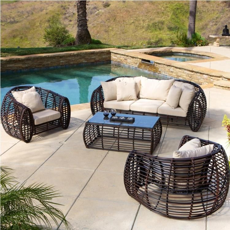 Outdoor Popular Modern PE Rattan Aluminum Frame Weaving Leisure Outdoor Sofa Sets