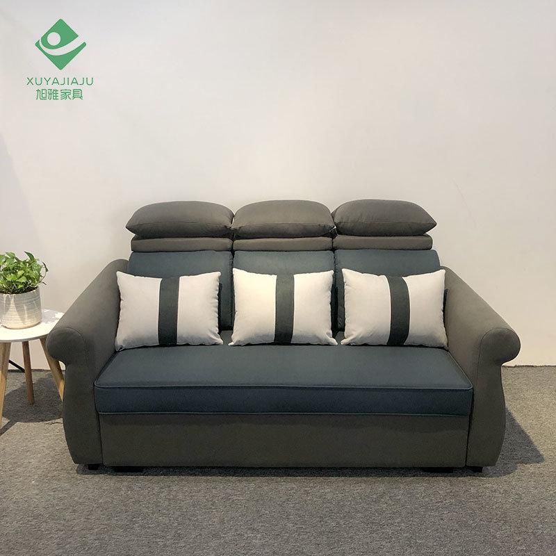 Light Green Living Room Leather Folding Convertible Sofa