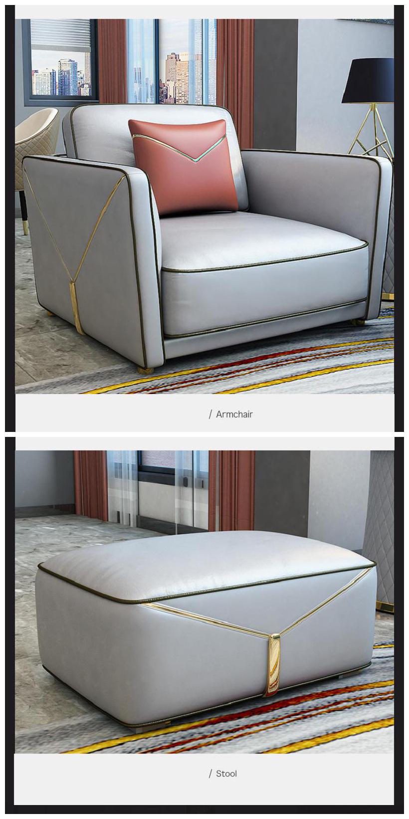 Factory High End Cow Leather Down Combination Sofa