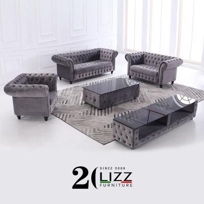 Popular Home Furniture Chesterfield Royal Living Room Fabric Sofa Set