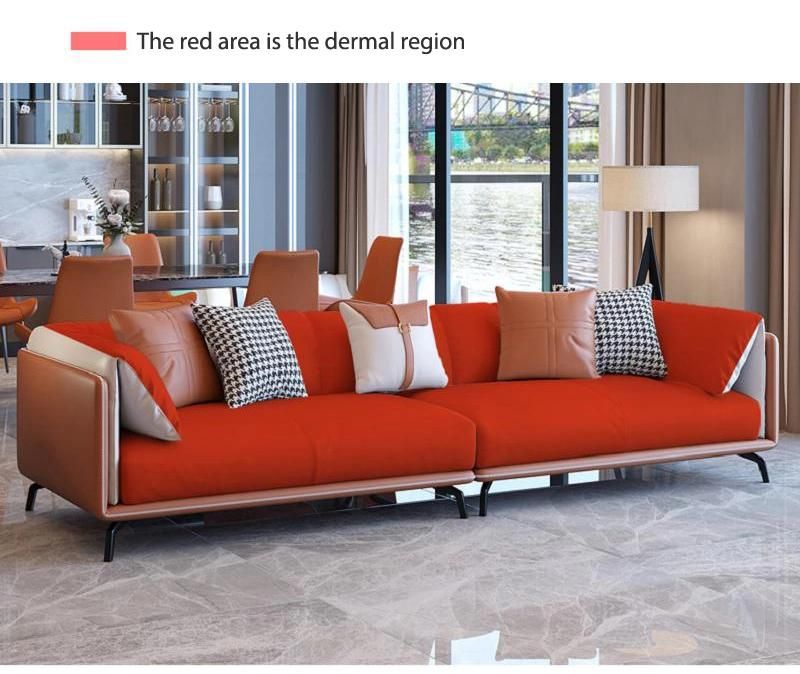 Customized Leather Wooden Frame Combination Sofa Nordic