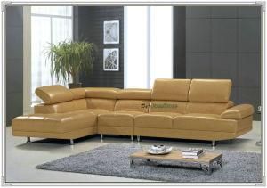 Khaki Color L Shape Modern Living Room Futon Leather Sofa (A10)
