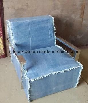 Boreal Europe Furniture Living Room Sofa Chair Classic Denim Single Person Sofa Stainless Steel Cloth Art Sofa Armrest (M-X3506)