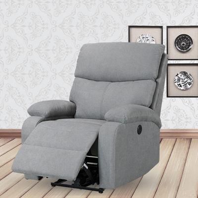 Light Gray Color Electric Metal Recliner Sofa Round Switch with USB Charge Living Room Sofa Functional Leisure Fabric Sofa Home Furniture