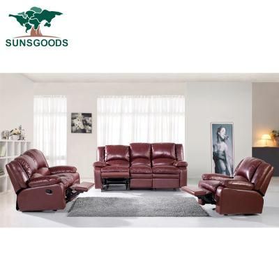 Best Selling Manual Recliner 100% Genuine Leather Sofa Home Furniture