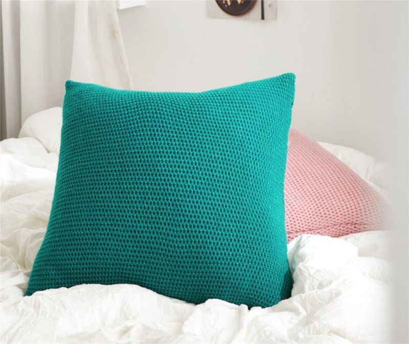 Solid Knitted Pillow Case Cushions for Home Decor Soft Decorative Solid Sofa Kp22