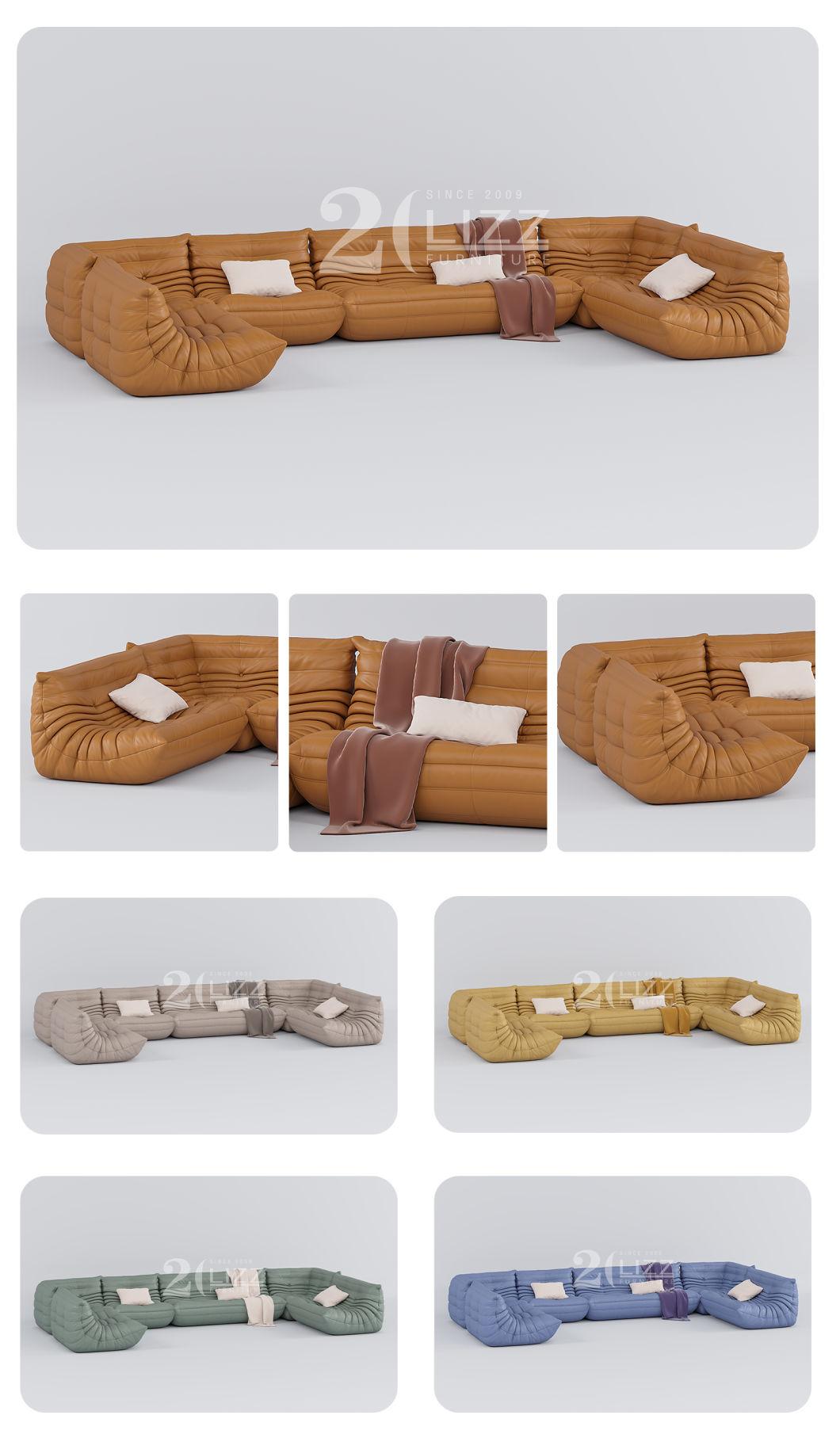 Customized Color Modern Living Room Furniture Luxury Italian Leather U Shape Couch Floor Sofa