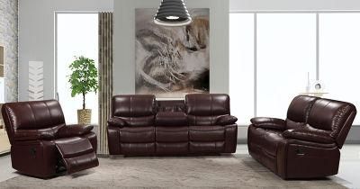 Air Leather Reclining Sofa for Drop Table and Console for Living Room Set