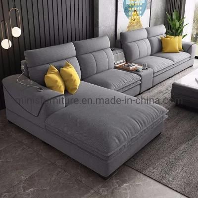 (MN-SF43) Factory Grey Fabric Living Room L-Shaped Sofa