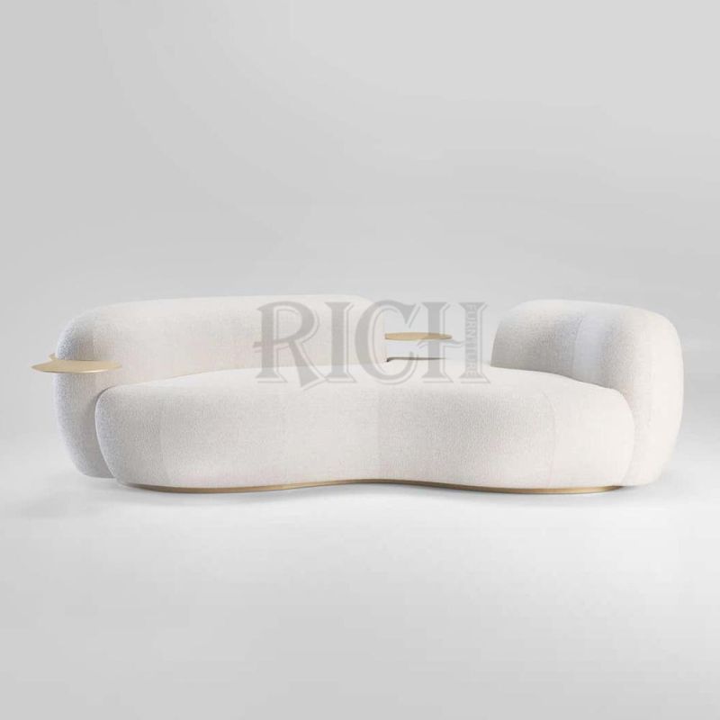 Nordic Luxury Sofa Curved White Teddy Curved Sofa Sherpa Shearling Lounge Lamb Fabric Sofa