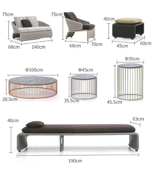 Outdoor Rattan Sofa Combination Furniture Garden Table and Chair